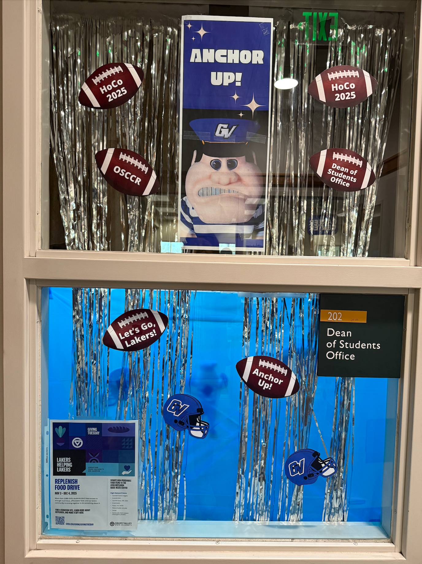Dean of Students Office window/door decor